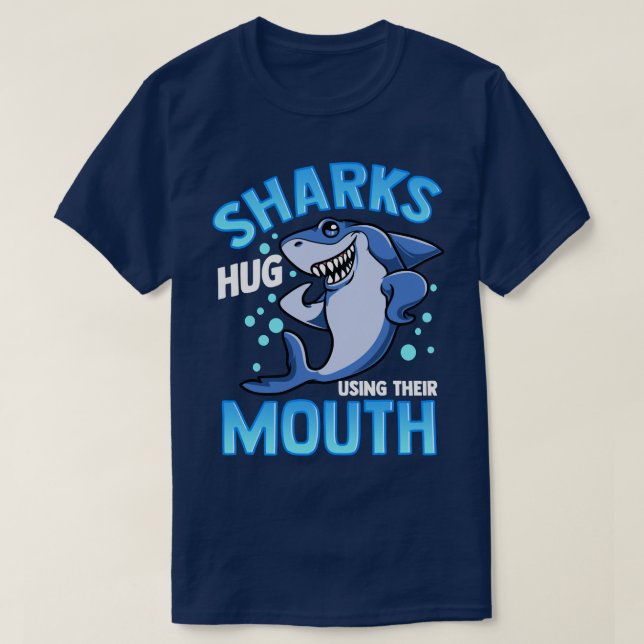 Cute & Funny Sharks Hug Using Their Mouth Pullover (Design Front)