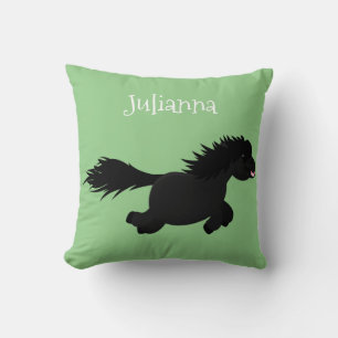 Cute funny Shetland pony cartoon illustration Throw Pillow
