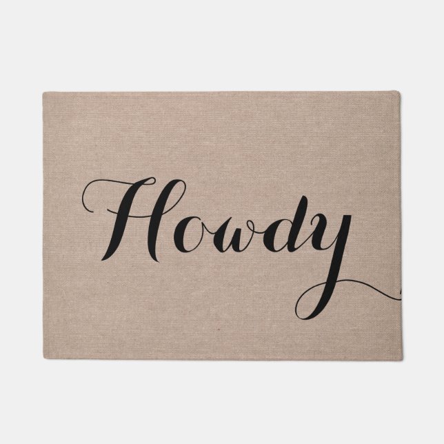 Cute funny simple modern hello howdy quote saying doormat (Front)
