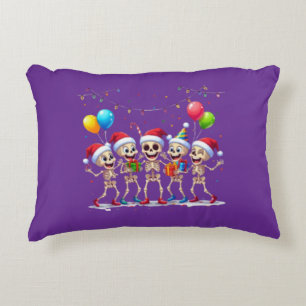 Cute Funny Skeletons Christmas & New Year Celebrat Accent Pillow