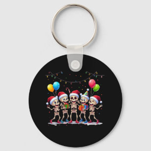 Cute Funny Skeletons Christmas & New Year Celebrat Keychain