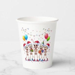 Cute Funny Skeletons Christmas & New Year Celebrat Paper Cups