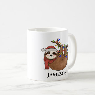 Cute Funny Sloth Christmas Light Coffee Mug