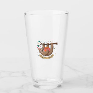 Cute Funny Sloth Happy Birthday Glass