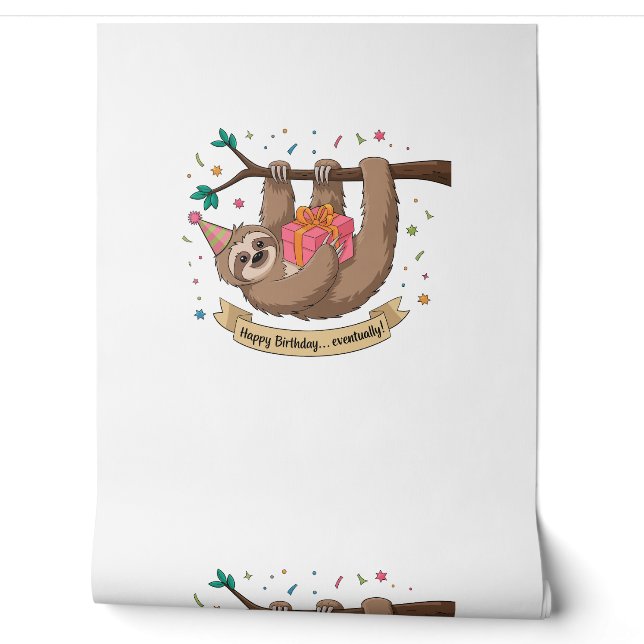 Cute Funny Sloth Happy Birthday Wallpaper (Unrolling)