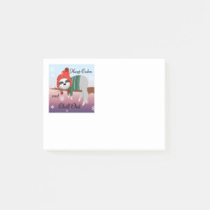 Cute Funny Sloth in Winter Hat & Scarf Motto Post-it Notes