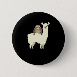 Cute & Funny Sloth Riding Llama 2 Inch Round Button