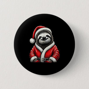 Cute Funny Sloth Santa Claus Christmas Xmas Sloth 2 Inch Round Button