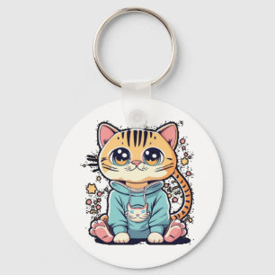 Cute funny small kitten Chiffon Top Keychain