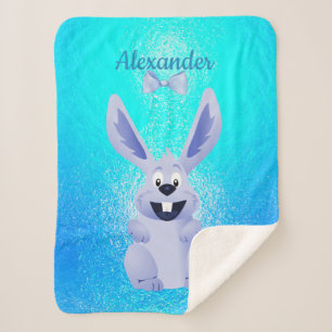 Cute Funny Smiling Bunny Name Personalize Sherpa Blanket