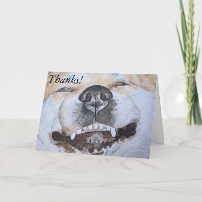 cute funny smiling dog thank you card (Front)