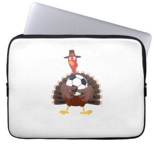 Cute Funny Soccer Thanksgiving Turkey Boys  Laptop Sleeve