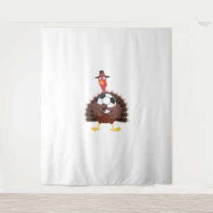 Cute Funny Soccer Thanksgiving Turkey Boys  Tapestry