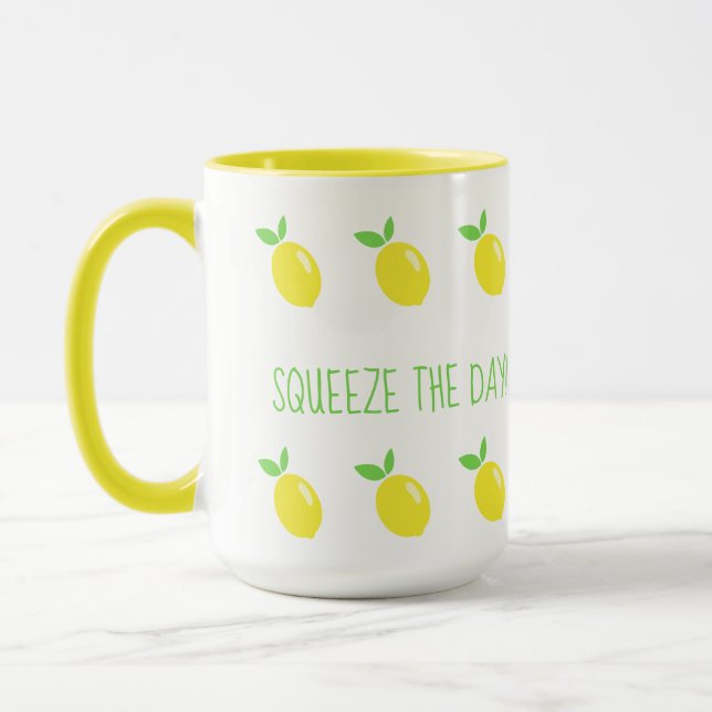 Cute Funny Squeeze the Day Lemons Mug (Left)