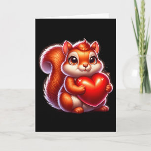Cute Funny Squirrel Hugging Heart Valentines Day Card