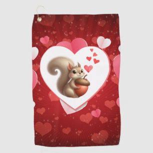 Cute funny squirrel Valentine's Day Golf Towel