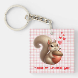 Cute funny squirrel Valentine's Day Keychain