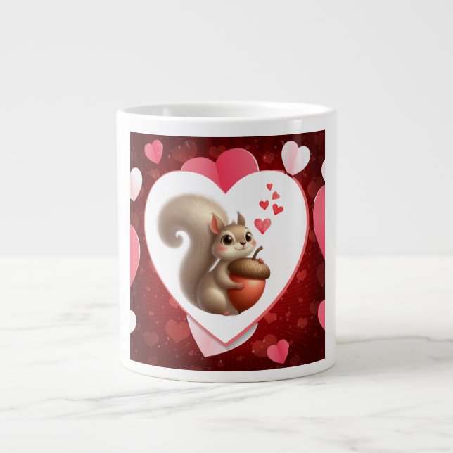 Cute funny squirrel Valentine's Day Large Coffee Mug (Front)
