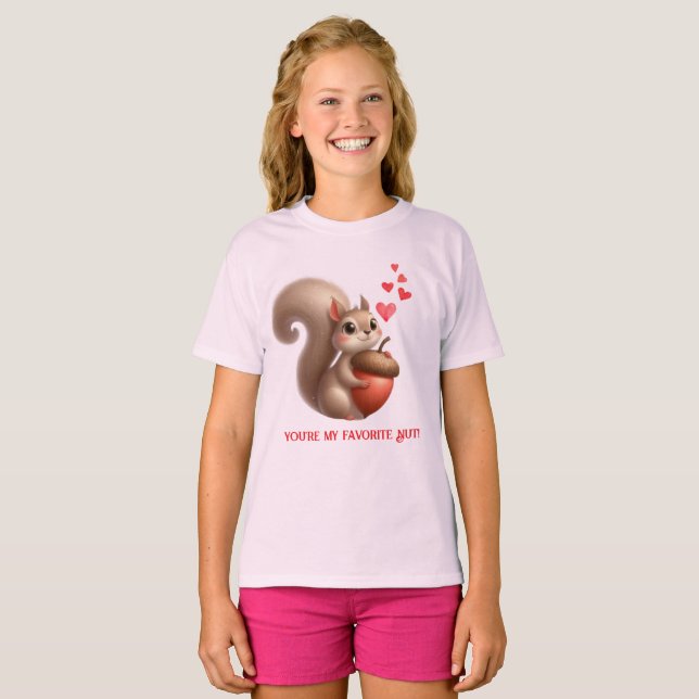 Cute funny squirrel Valentine's Day T-Shirt (Front Full)