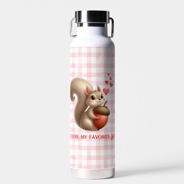 Cute funny squirrel Valentine's Day Water Bottle (Front)