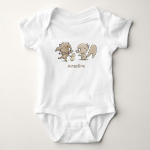 Cute funny squirrels cartoon illustration baby bodysuit