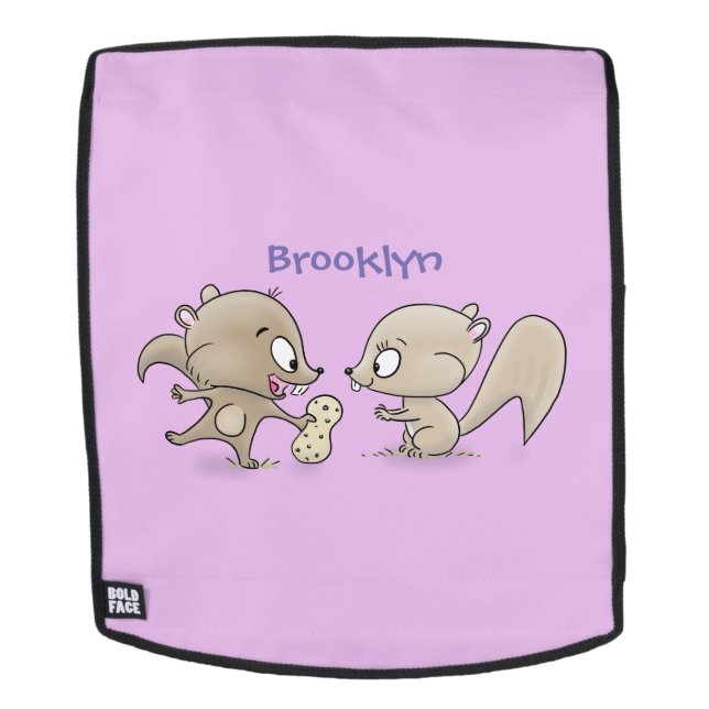 Cute funny squirrels cartoon illustration backpack (Removable Face)