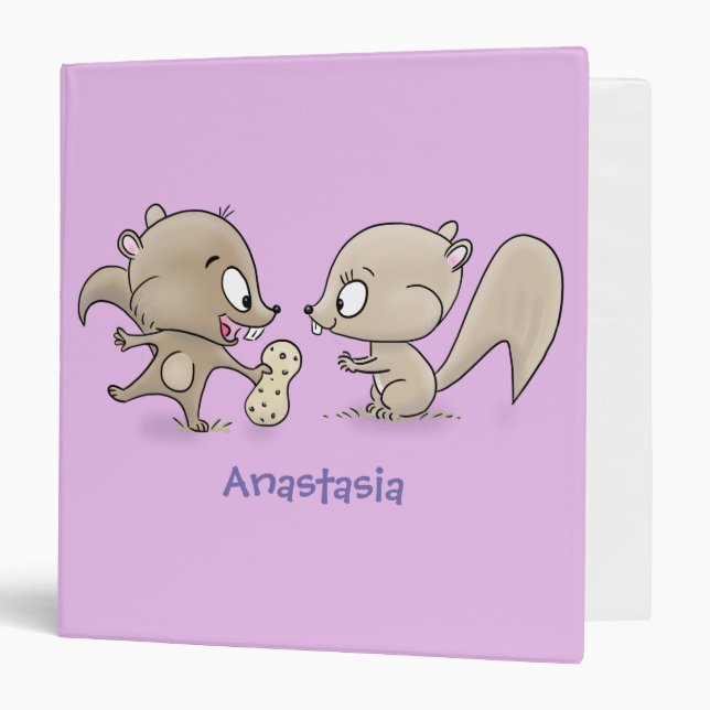 Cute funny squirrels cartoon illustration binder (Front/Inside)