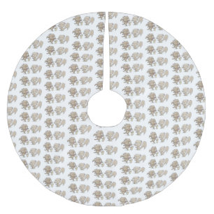 Cute funny squirrels cartoon illustration brushed polyester tree skirt