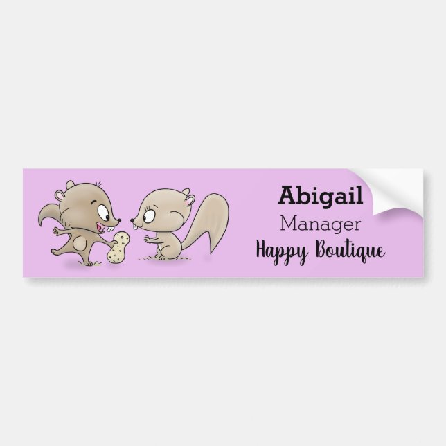 Cute funny squirrels cartoon illustration bumper sticker (Front)