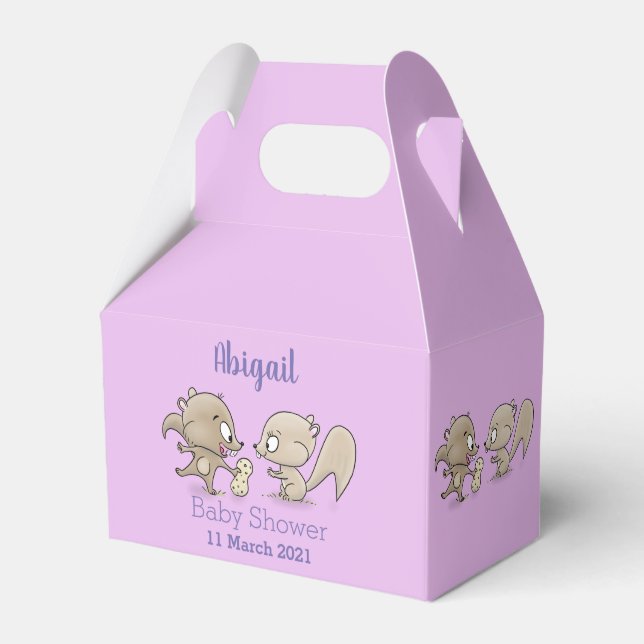Cute funny squirrels cartoon illustration favor box (Front Side)