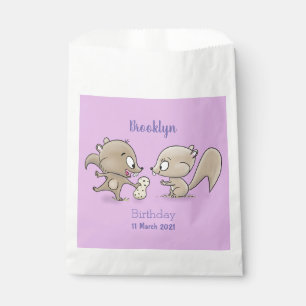 Cute funny squirrels cartoon illustration favour bag