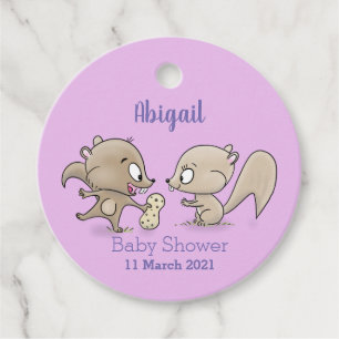 Cute funny squirrels cartoon illustration  favour tags