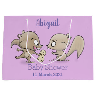 Cute funny squirrels cartoon illustration large gift bag