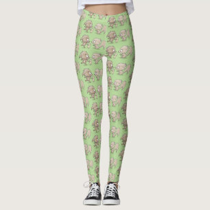 Cute funny squirrels cartoon illustration leggings