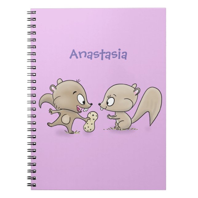 Cute funny squirrels cartoon illustration notebook (Front)