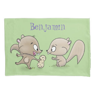 Cute funny squirrels cartoon illustration pillowcase