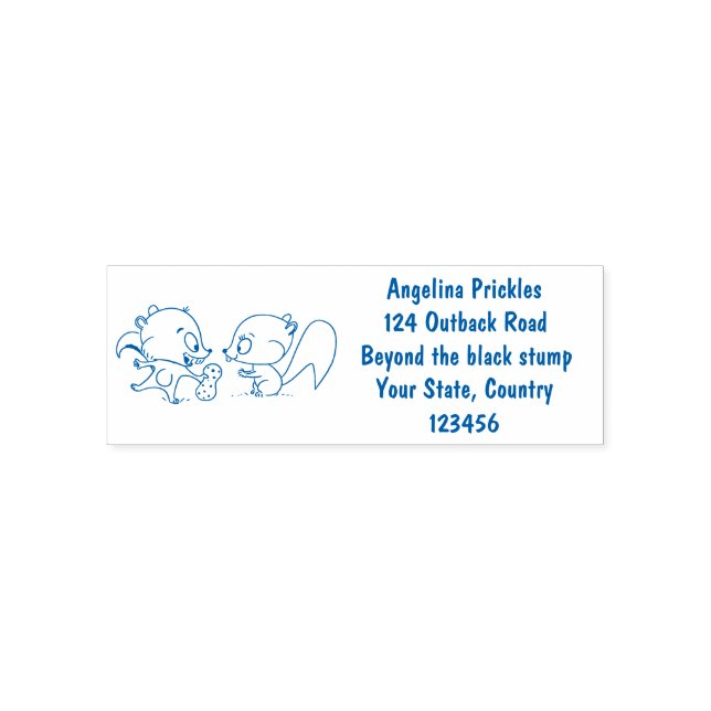 Cute funny squirrels cartoon illustration self-inking stamp (Design)