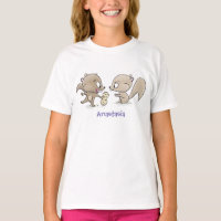 Cute funny squirrels cartoon illustration