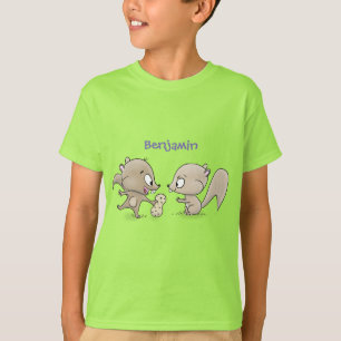 Cute funny squirrels cartoon illustration T-Shirt