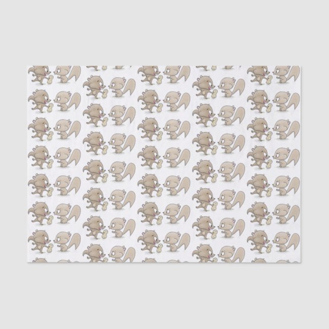 Cute funny squirrels cartoon illustration tissue paper (Front)