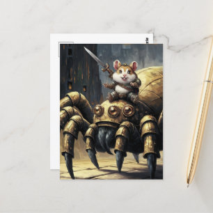Cute Funny Steampunk Hamster and Spider Postcard