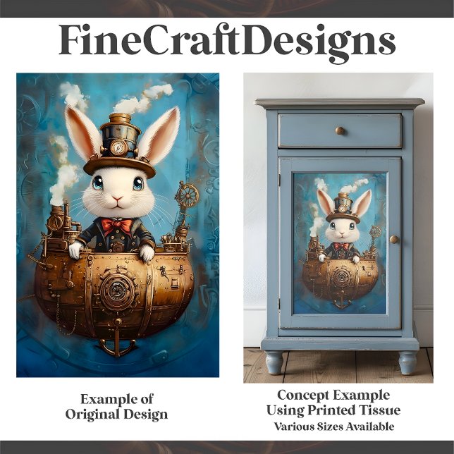 Cute Funny Steampunk Rabbit In Boat G2L Decoupage  Tissue Paper (Creator Uploaded)