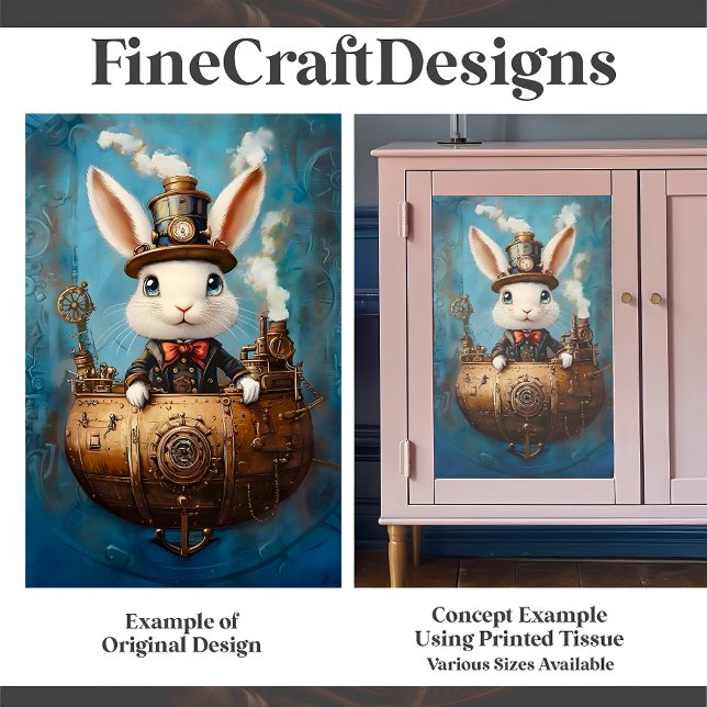 Cute Funny Steampunk Rabbit In Boat G2R Decoupage  Tissue Paper (Creator Uploaded)