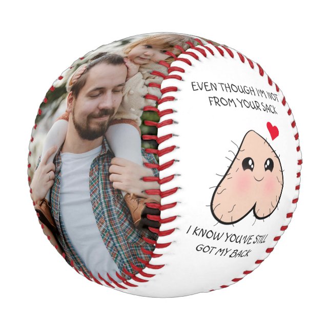 Cute Funny Step Dad Father's Day Photo Baseball (Angled)