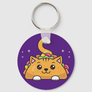 Cute Funny Taco cat rainbow Keychain