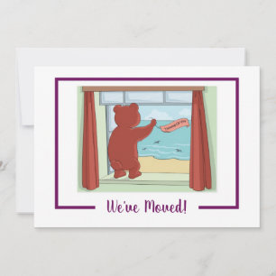 Cute Funny Teddy Bear Beach We've Moved Visit Announcement