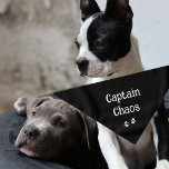 Cute Funny Text Paw Prints Black White Reversible Bandana<br><div class="desc">Cute,  funny,  pet nickname...  for your Captain Chaos! You can customize the text and/or pet name,  by editing font style,  size,  or colour. Great gift for any pet lover. 2 sizes available!</div>
