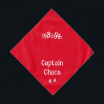 Cute Funny Text Paw Prints Red Pet Bandana<br><div class="desc">Cute,  funny,  pet nickname...  for your Captain Chaos! You can customize the text and/or pet name,  by editing font style,  size,  or colour. Great gift for any pet lover. 2 sizes available!</div>