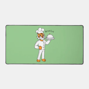 Cute funny tiger chef cartoon illustration desk mat