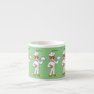 Cute funny tiger chef cartoon illustration espresso cup